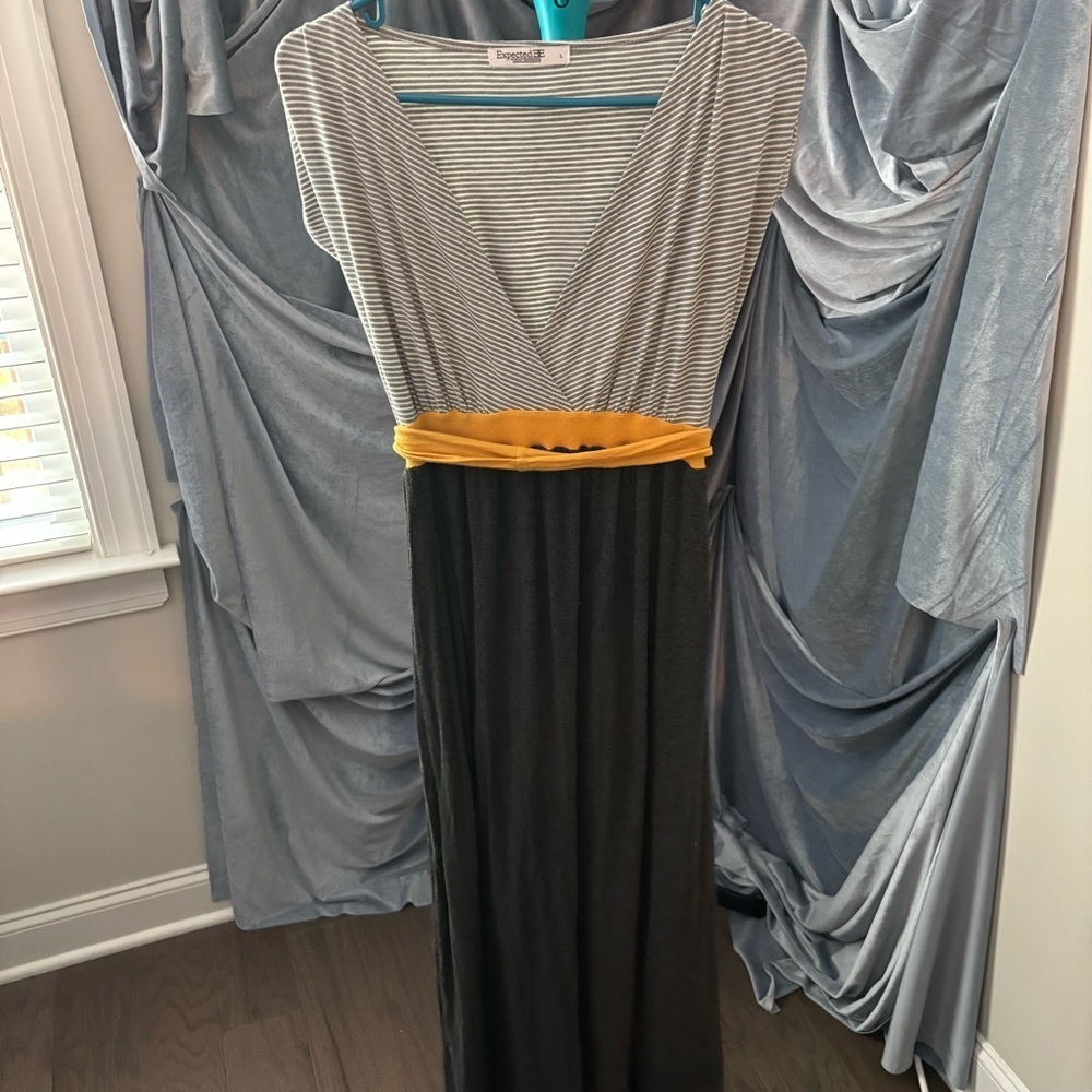 Expected by Lilac Gray and Yellow V-Neck Sundress